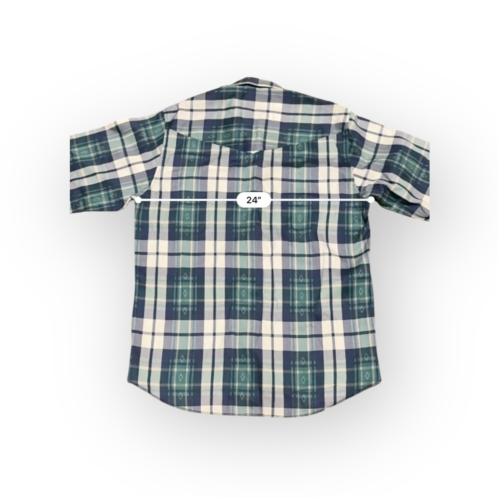 Roper Men’s Western Pearl Snap Cowboy Shirt Sz XL Rodeo Navy/Green Plaid Pocket​ - Picture 7 of 8